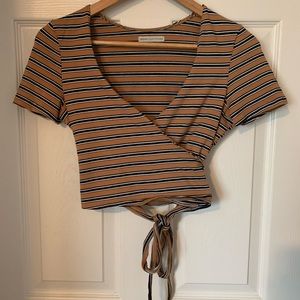 Urban Outfitters striped wrap crop top